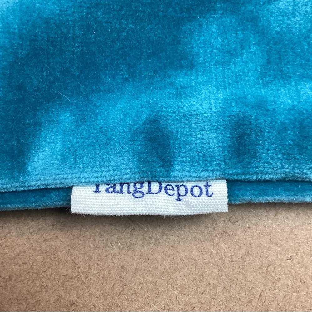 Tang Depot Velour Pillow Cover Turquoise - Picture 6 of 7
